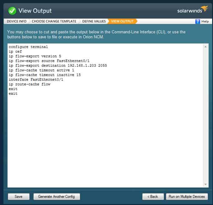 Network Config Generator Config Output