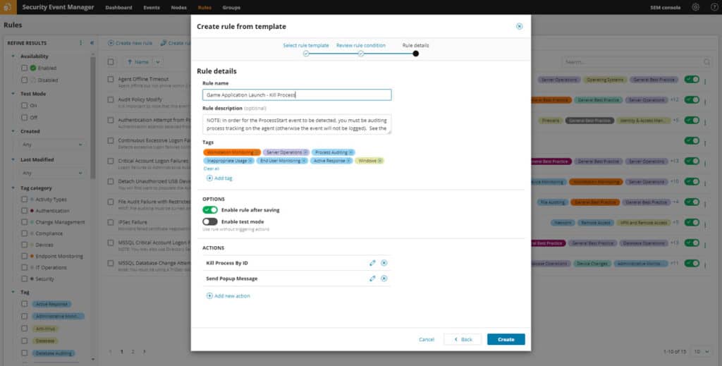 create rules from templates