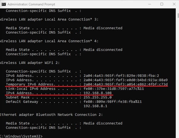 Find the IP Address of Your Device Command Prompt