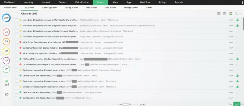 ManageEngine OpManager Alarms Event History