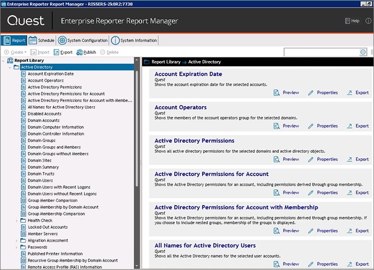 Quest Enterprise Reporter for Active Directory