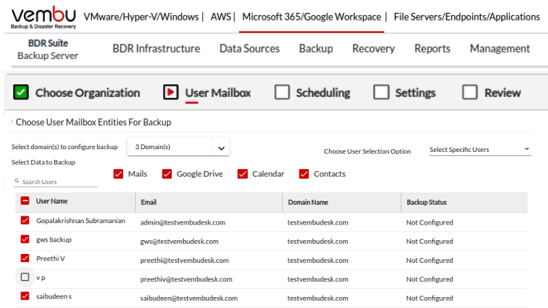 Vembu Backup and Disaster Recovery