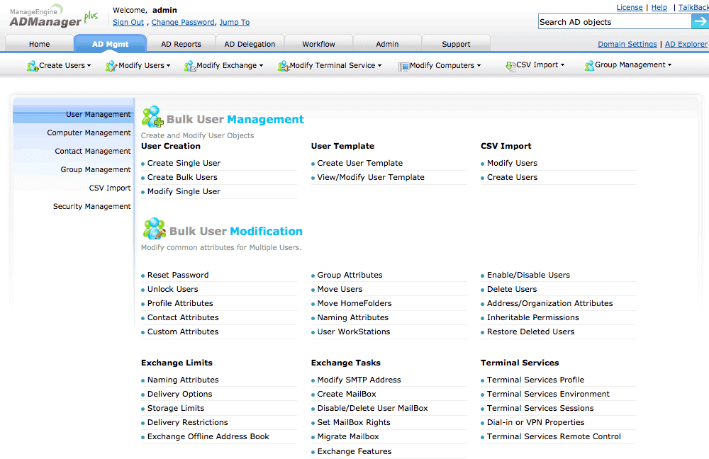 User csv