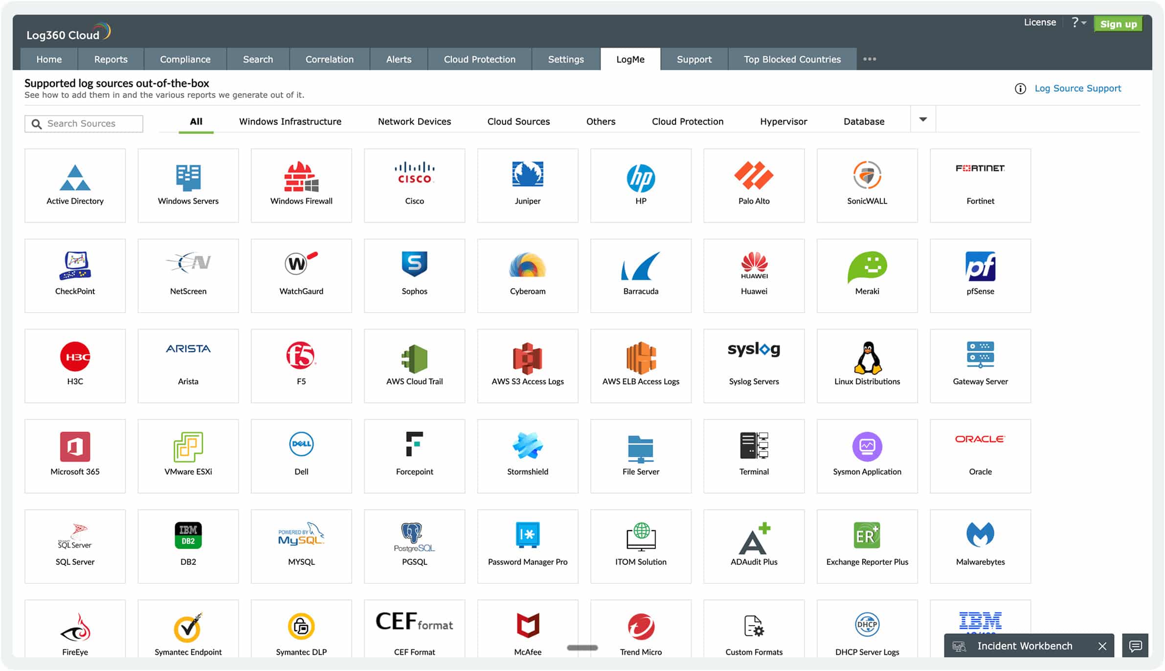 ManageEngine Log360 Cloud Supported Log Sources Grid With Vendor Integrations