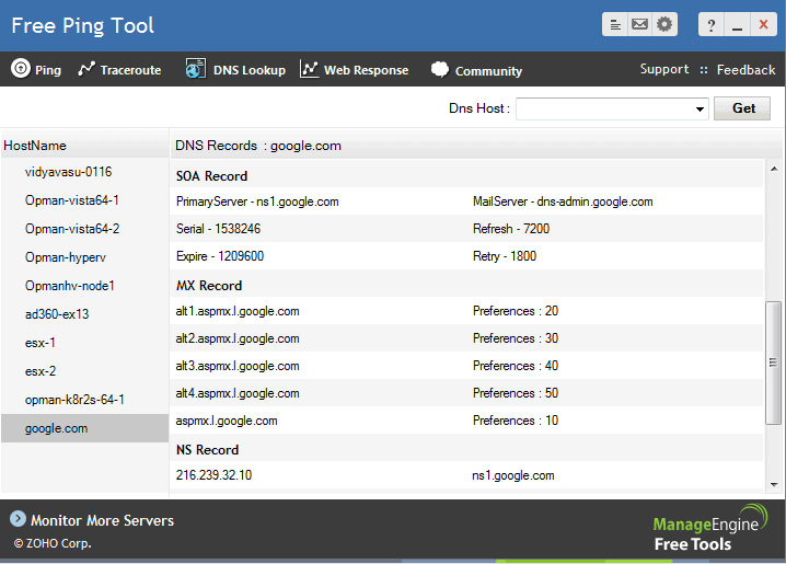 ManageEngine Free Ping Tool